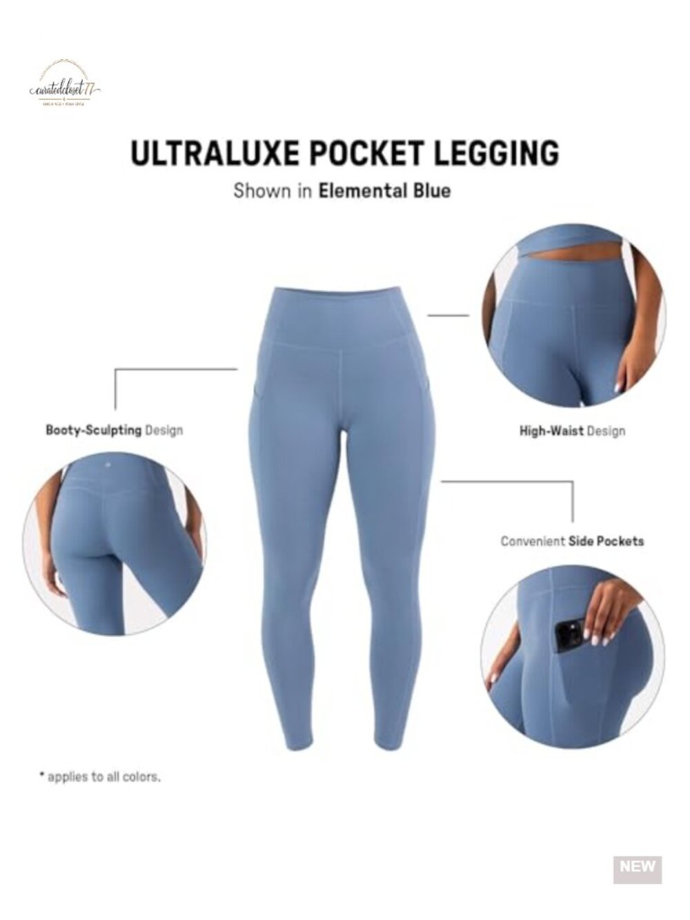 High Waisted Pocket Leggings with Tummy Control - Yoga Pants - Picture 5 of 6